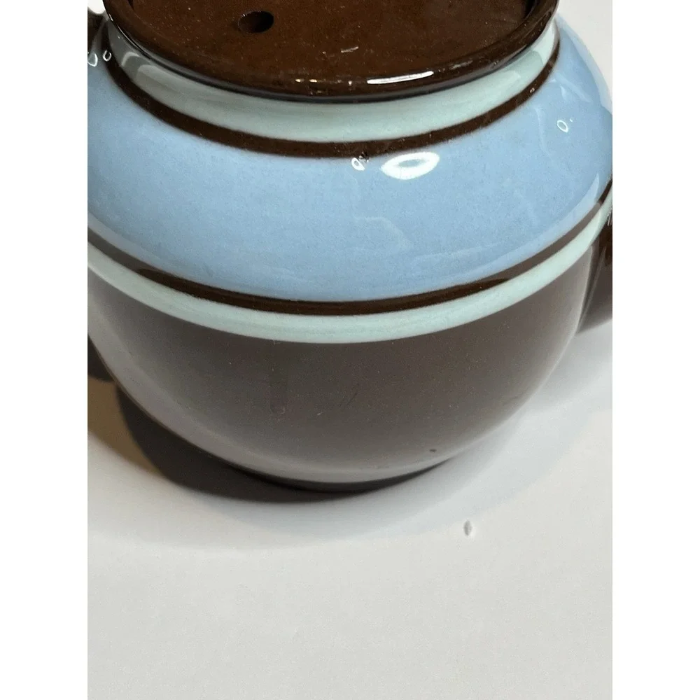 Sadler Brown Betty Brown & Blue Stripe 1 Cup Teapot Staffordshire England